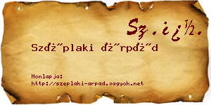 Széplaki Árpád névjegykártya