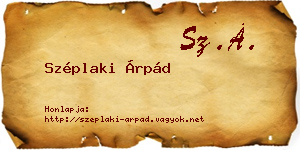 Széplaki Árpád névjegykártya